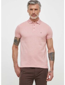 Bavlnené polo tričko Tommy Hilfiger ružová farba, jednofarebný, MW0MW34755