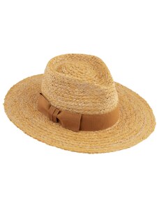 Fiebig - Headwear since 1903 Dámsky letný žltý klobúk Fedora - 100 % slamený klobúk Fiebig