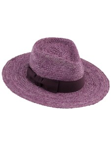 Fiebig - Headwear since 1903 Dámsky letný fialový klobúk Fedora - 100 % slamený klobúk Fiebig