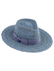Fiebig - Headwear since 1903 Dámsky letný modrý klobúk Fedora - 100 % slamený klobúk Fiebig