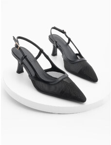 Marjin Dámske klasické topánky na podpätku so špicatou špičkou a otvoreným chrbtom Bevon Black
