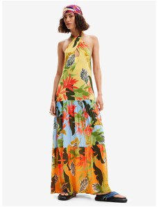 Women's Yellow Floral Beach Maxi Dress Desigual Tropi - Women
