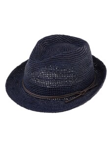Fiebig - Headwear since 1903 Trilby Raffia Crochet - modrý slamený klobúk s koženou stuhou
