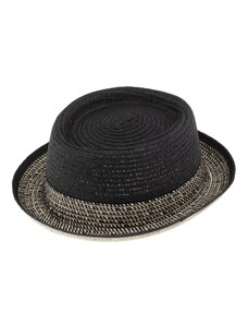 Fiebig - Headwear since 1903 Letný dvojfarebný čierny klobúk Pork Pie - Fiebig