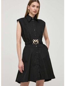 Bavlnené šaty Pinko čierna farba, mini, áčkový strih, 103111 A1P4,