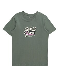 Jack & Jones Junior Tričko 'TAMPA' tmavozelená / fialová / čierna / šedobiela