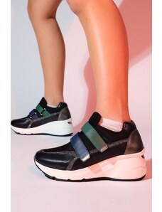 LuviShoes BERGE Black Multi Women's Velcro Padded Sole Sports Sneakers
