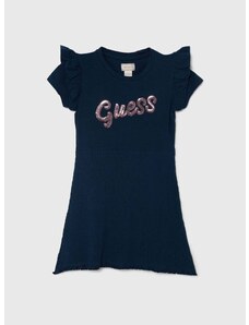 Dievčenské šaty Guess tmavomodrá farba, mini, áčkový strih