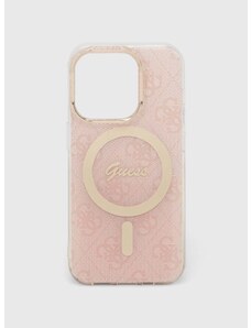 Puzdro na mobil Guess iPhone 15 Pro 6.1" ružová farba