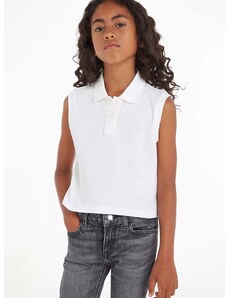 Polo tričko Calvin Klein Jeans biela farba, s golierom