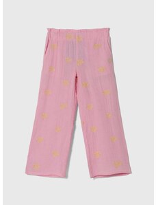 Detské bavlnené nohavice Guess ružová farba, vzorované