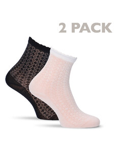 Tamaris Čierno-biele ažúrové ponožky 99644 - dvojbalenie