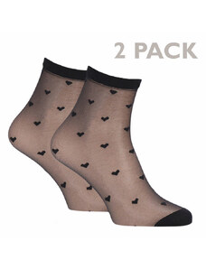 Tamaris Čierne vzorované silonkové ponožky 99514P2 - dvojbalenie