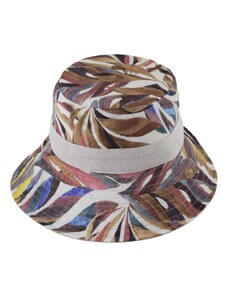 Fiebig - Headwear since 1903 Bucket hat - letný bavlnený béžový kytičkovaný klobúk - Fiebig 1903