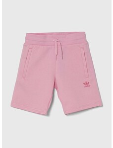 Detské krátke nohavice adidas Originals ružová farba, jednofarebné, nastaviteľný pás