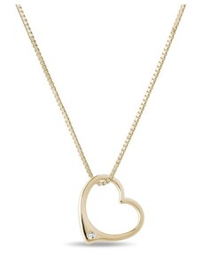 Zlatý prívesok srdce s drobným diamantom KLENOTA K0440023