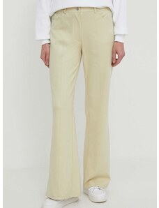 Nohavice Calvin Klein Jeans dámske,zelená farba,rovné,vysoký pás,J20J223124