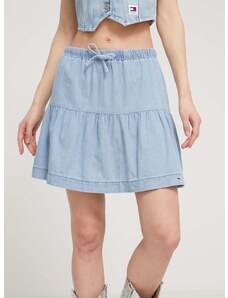 Rifľová sukňa Tommy Jeans mini,áčkový strih,DW0DW17879