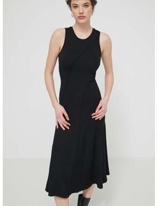 Šaty Desigual FILADELFIA čierna farba, midi, áčkový strih, 24SWVK56