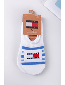Tommy Hilfiger Modro-biele členkové ponožky TJ Footie Tommy Stripe - dvojbalenie