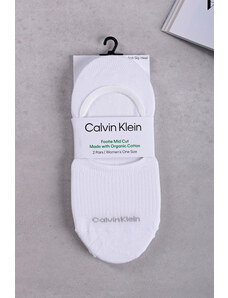 Calvin Klein Dámske biele balerínkové ponožky Footie Mid-Cut Rib - dvojbalenie
