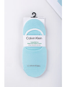 Calvin Klein Dámske modro-biele balerínkové ponožky Footie Mid-Cut Rib - dvojbalenie