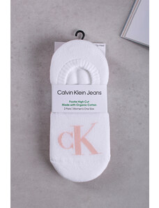 Calvin Klein Dámske ružovo-biele balerínkové ponožky Footie High-Cut Logo - dvojbalenie