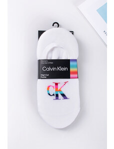 Calvin Klein Dámske biele balerínkové ponožky Footie High-Cut Pride - dvojbalenie