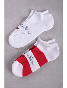 Tommy Hilfiger Červeno-biele členkové ponožky Sneaker Rugby - dvojbalenie