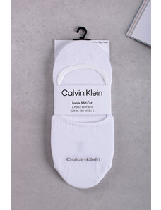 Calvin Klein Dámske biele balerínkové ponožky Footie Mid-Cut - dvojbalenie