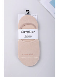 Calvin Klein Dámske béžové balerínkové ponožky Footie Mid-Cut - dvojbalenie