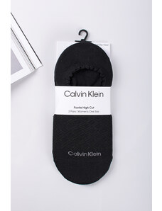 Calvin Klein Dámske čierne balerínkové ponožky Footie High-Cut Diamond Open Work - dvojbalenie