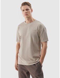 4F Pánske oversize tričko bez potlače - béžové