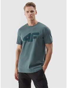 4F Pánske regular tričko s potlačou - olivové