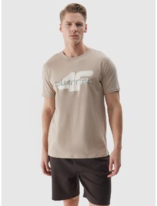 4F Pánske regular tričko s potlačou - béžové