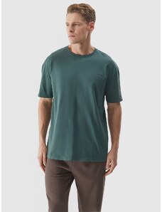 4F Pánske oversize tričko bez potlače - olivové