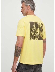 Bavlnené tričko Boss Orange pánsky,žltá farba,s potlačou,50515357