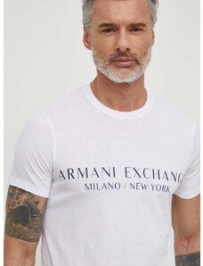 Tričko Armani Exchange pánske, biela farba, s potlačou, 8NZT72 Z8H4Z NOS