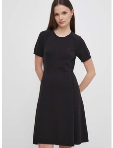 Šaty Tommy Hilfiger čierna farba, mini, áčkový strih, WW0WW42461