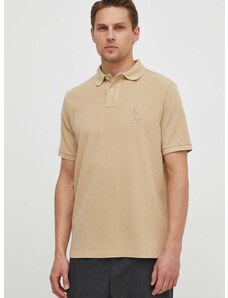 Bavlnené polo tričko Polo Ralph Lauren béžová farba, s nášivkou, 710936508