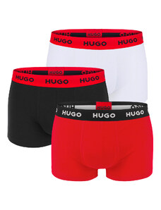 HUGO - boxerky 3PACK cotton stretch black, red, white - limitovaná fashion edícia (HUGO BOSS)