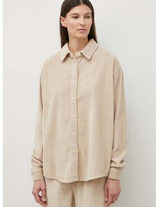 Bavlnená košeľa American Vintage dámska, béžová farba, voľný strih, s klasickým golierom