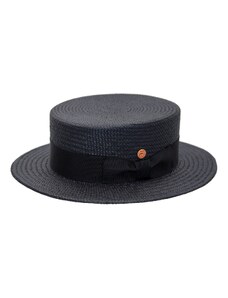 Letný slamený čierny boater klobúk - panamský klobúk - Gondolo Panama Mayser