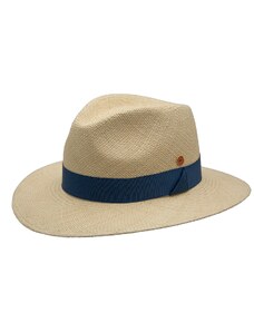 Luxusný panamský klobúk Fedora s modrou stuhou - ručne pletený, UV faktor 80 - Ekvádorská panama - Mayser Gedeon