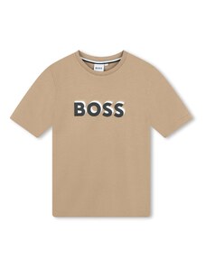 BOSS Kidswear Tričko farba ťavej srsti / čierna / biela