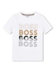 BOSS Kidswear Tričko tmavobéžová / čierna / biela