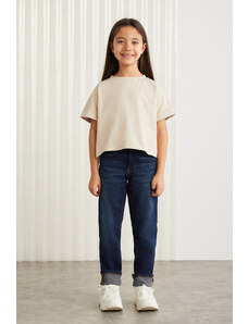 GRIMELANGE Dievčenské tričko Verena Ornamental Label zo 100 % bavlny s dvojitým rukávom