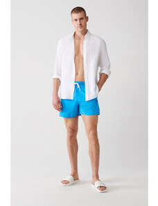 Avva Bielo-tyrkysové plavkové šortky s rýchloschnúcou potlačou štandardnej veľkosti Comfort Fit