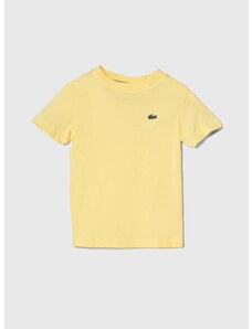 Detské bavlnené tričko Lacoste žltá farba, jednofarebný