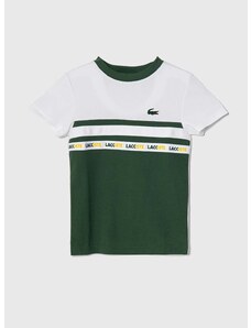 Detské tričko Lacoste zelená farba, s potlačou